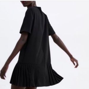 Zara black pleated mini dress. US Size S